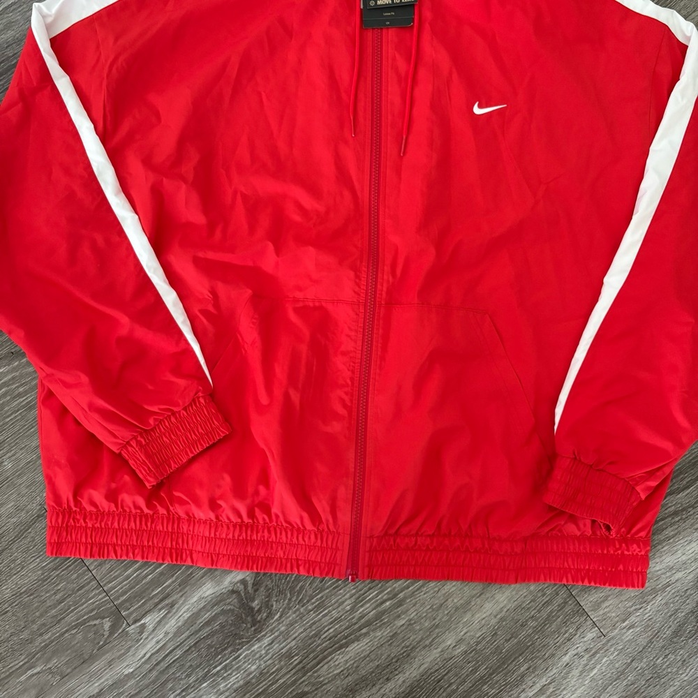 NWT Nike Women's Red Loose Hooded Jacket - Picture 3 of 3